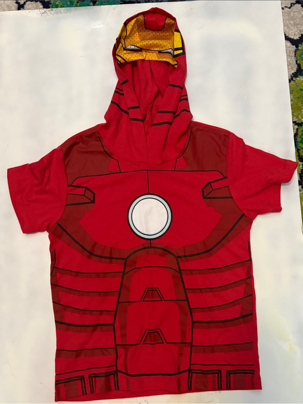 Kids Marvel Red Iron-Style Superhero Hooded Costume Tee